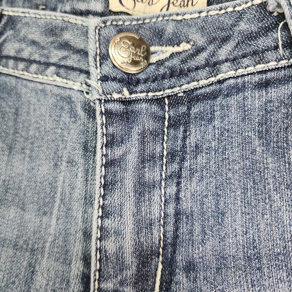 Earl Jeans Women’s 8P Bootcut Blue Stretch Denim Mid Rise Embellished Soft 32x26 - Picture 6 of 13